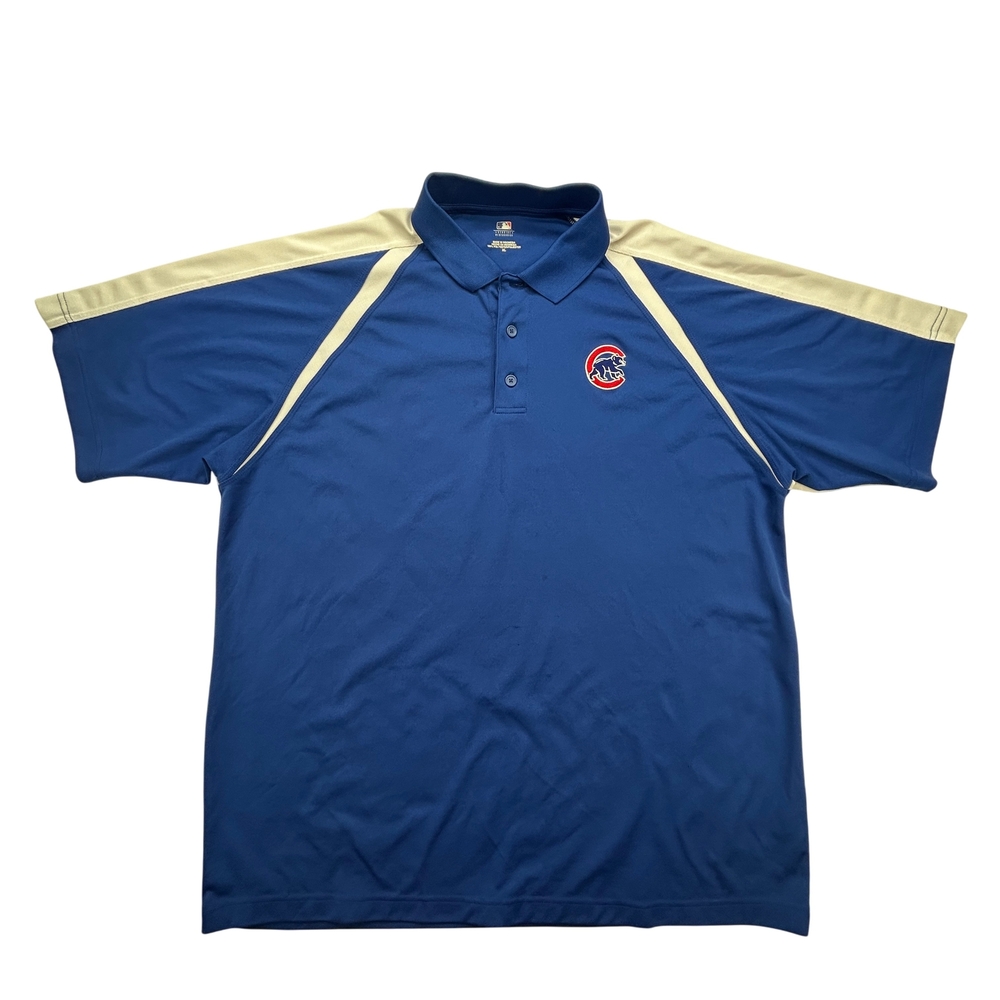Chicago Cubs Polo Shirt Mens XL Blue Gray MLB Baseball Logo Short Sleeve Genuine
